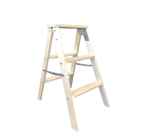 Escabeau à chevalet en bois massif 3 pieds